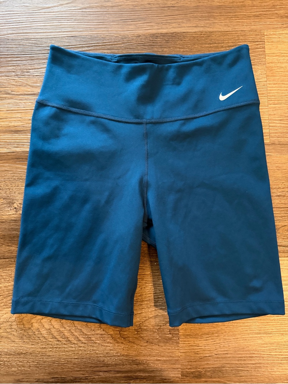 Nike Women's Teal-Blue High-Waist Bike Shorts
